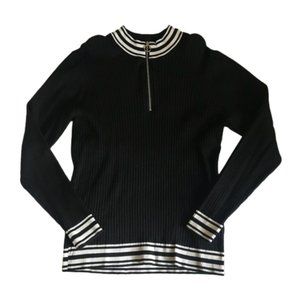 Black and White Zippered Long Sleeved Tee